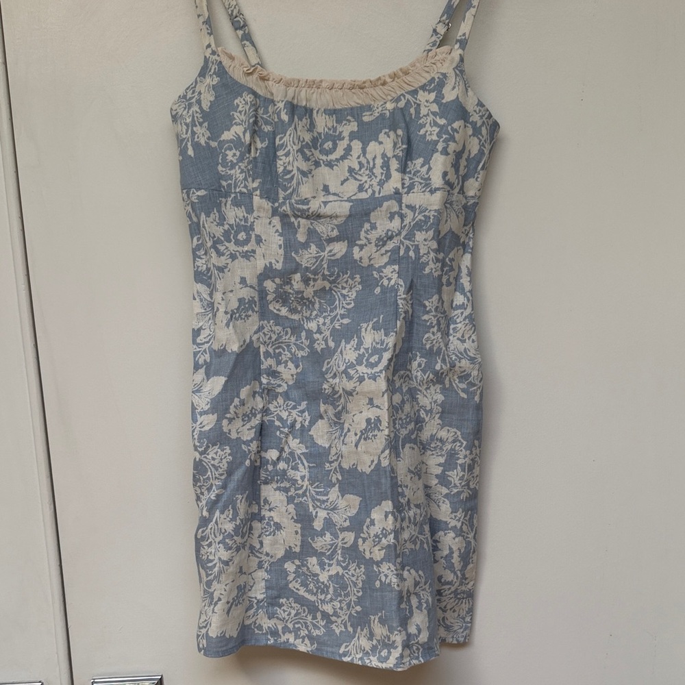 Reformation Blue and Cream Floral Mini Dress